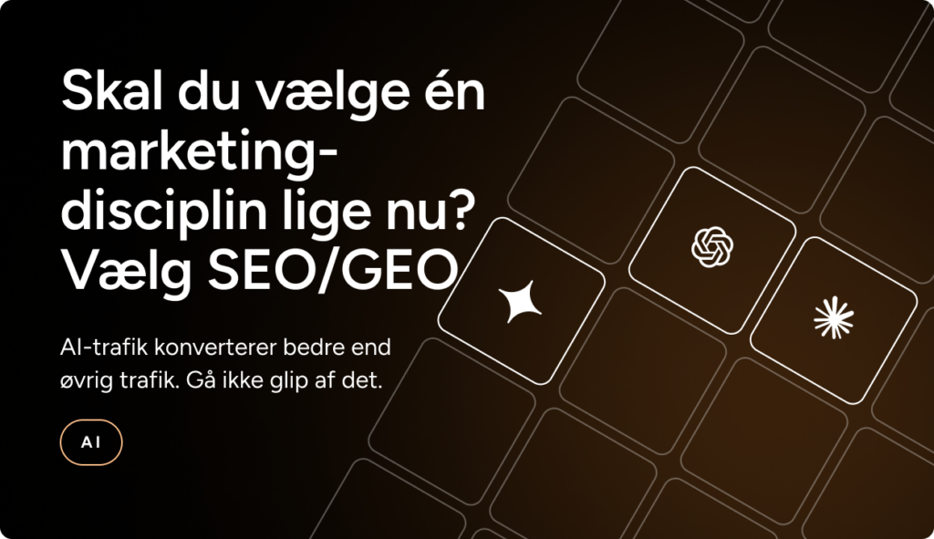 Grafik med titlen: Hvis du kun skulle vælge én marketingdisciplin, vælg SEO og GEO.
